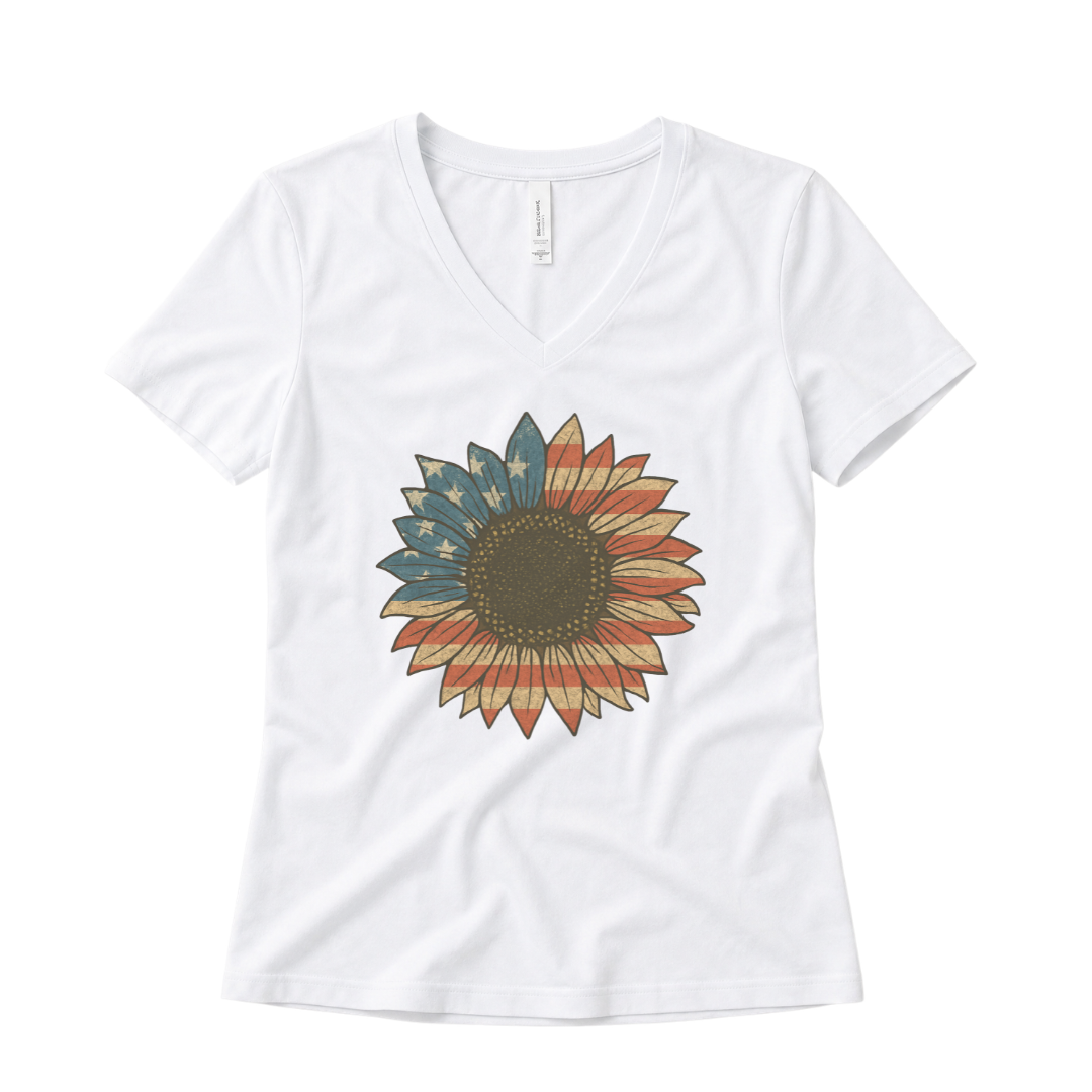 Stars & Stripes Sunflower - Super Soft V Neck
