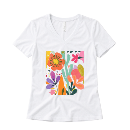 Modern Art Flower Print - Super Soft V Neck