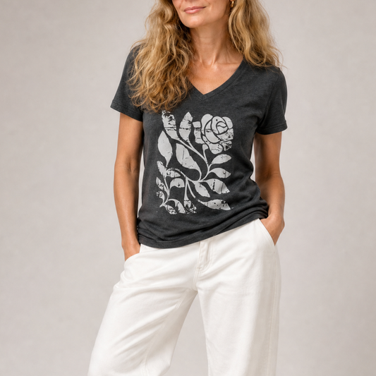 Twisted Vintage Rose - Super Soft V Neck
