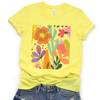 Modern Art Flower Print - Bella Canvas Super Soft T Shirt