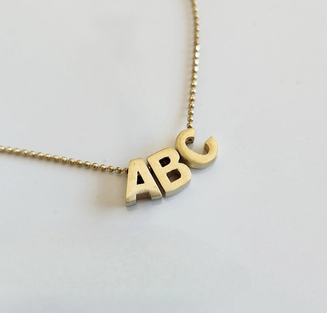Ceo & Abc Brass Block Letter Charm Fun Beaded Necklaces