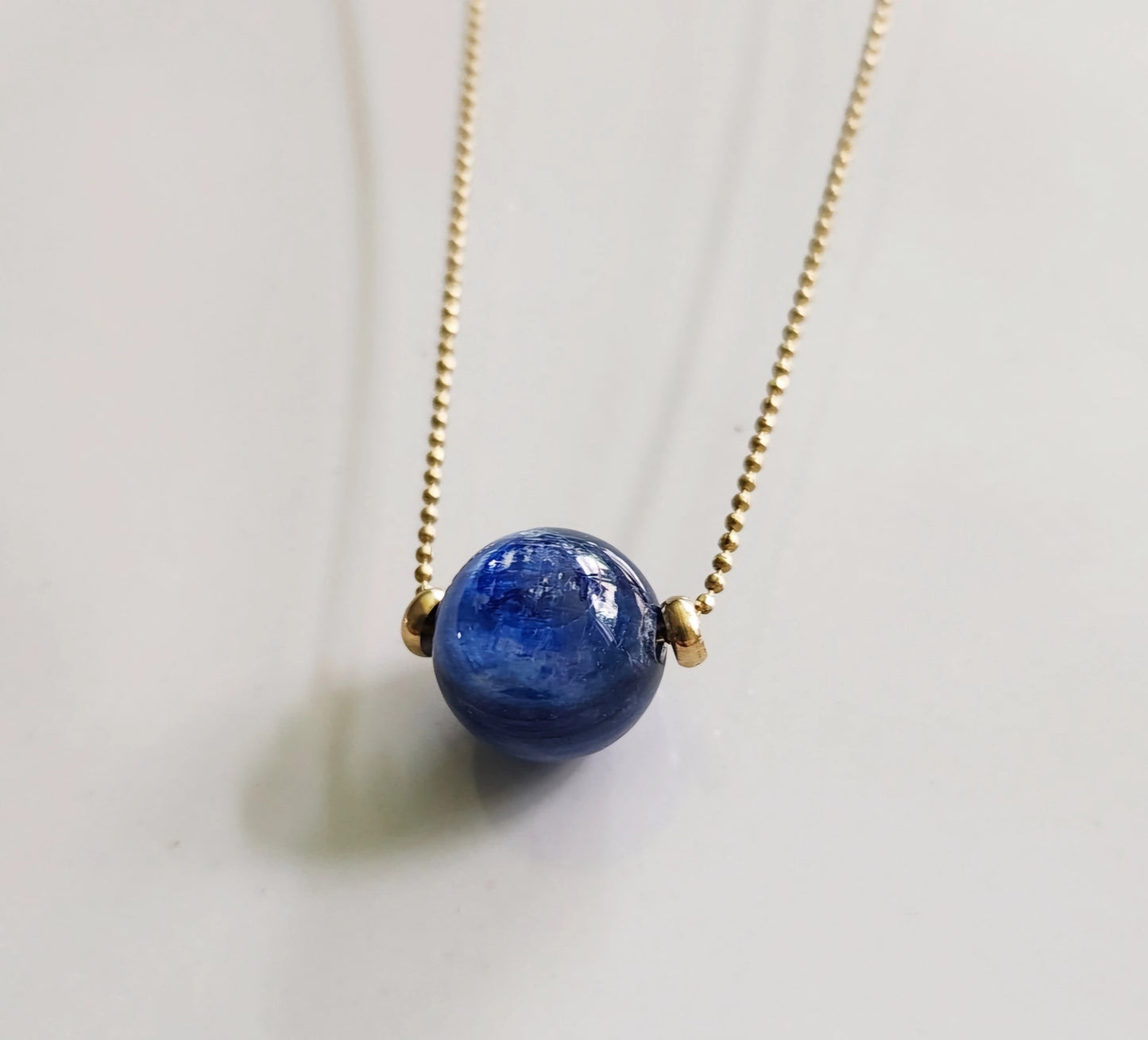Kyanite and Malachite Globe Focal and Ball Chain Necklaces