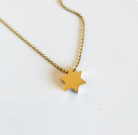 Gold Plated Brass Magen David Charm Jewelry, Symbolic Gift
