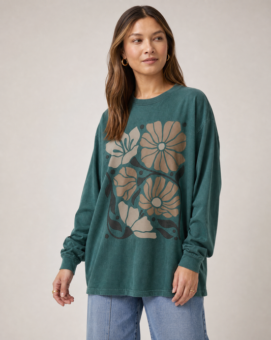Abstract Floral - Comfort Colors Premium Long Sleeve T Shirt