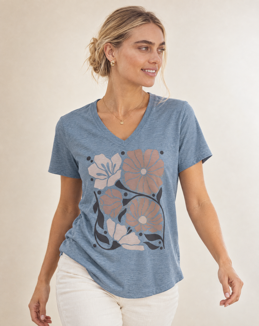 Abstract Floral - Super Soft V Neck