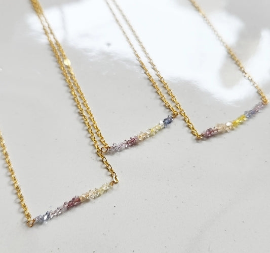 Sunrise Ombre Herkimer Diamond Beaded Necklace