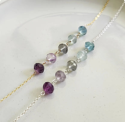 Color Change Ombre Fluorite Beaded Chain Necklaces