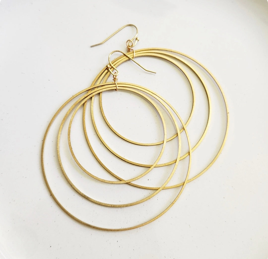 Brass Graduated Circle Dangle Earrings, Worn By Yara Shahidi
