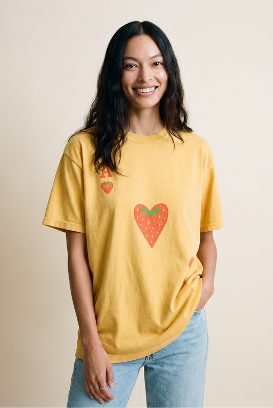 The Ace Of Strawberries, Vintage Distressed Print - Comfort Colors Relaxed Fit Premium T Shirt