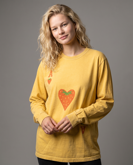 The Ace Of Strawberries, Vintage Distressed Print - Comfort Colors Premium Long Sleeve T Shirt