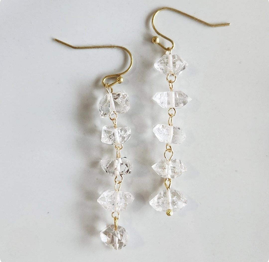 Herkimer Diamond Cascading Beaded Dangle & Drop Earrings