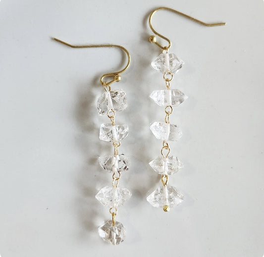Herkimer Diamond Cascading Beaded Dangle & Drop Earrings