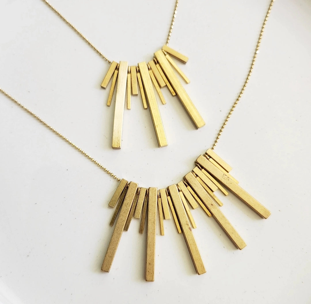 Beaded Brass Bar Bib Necklaces, Gifted To Britney Spears