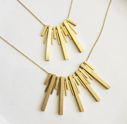 Beaded Brass Bar Bib Necklaces, Gifted To Britney Spears