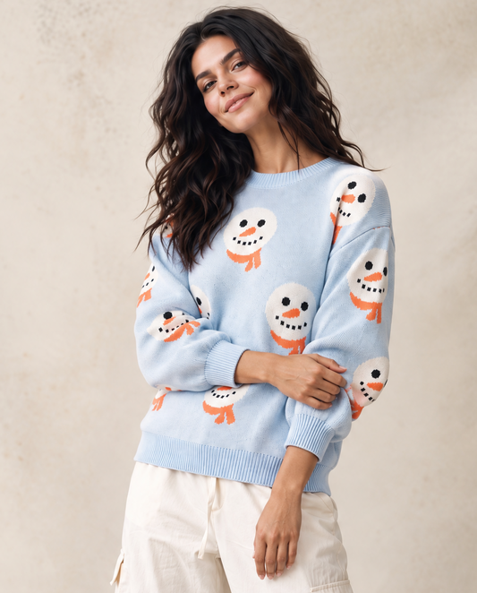 All Over Snowman Holiday Knit Sweater