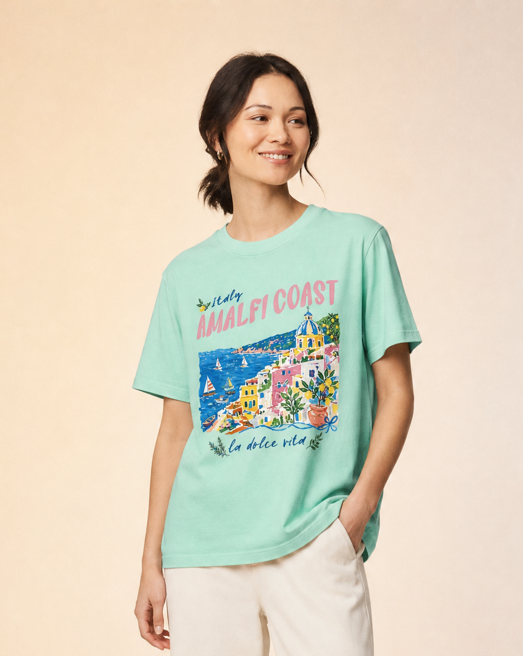 Amalfi Coast Painting - Comfort Colors Relaxed Fit Premium T Shirt