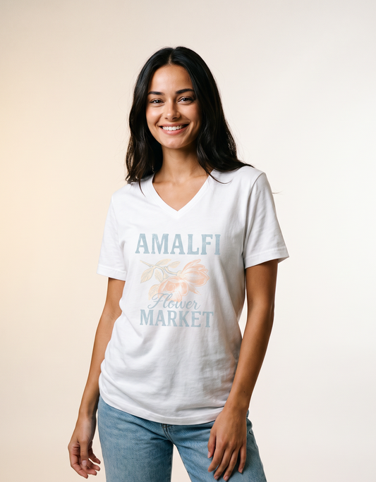 Amalfi Flower Market - Short Sleeve V-Neck Tee