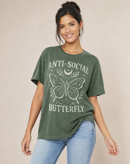 Anti-Social Butterfly -  Comfort Colors Relaxed Fit Premium T Shirt