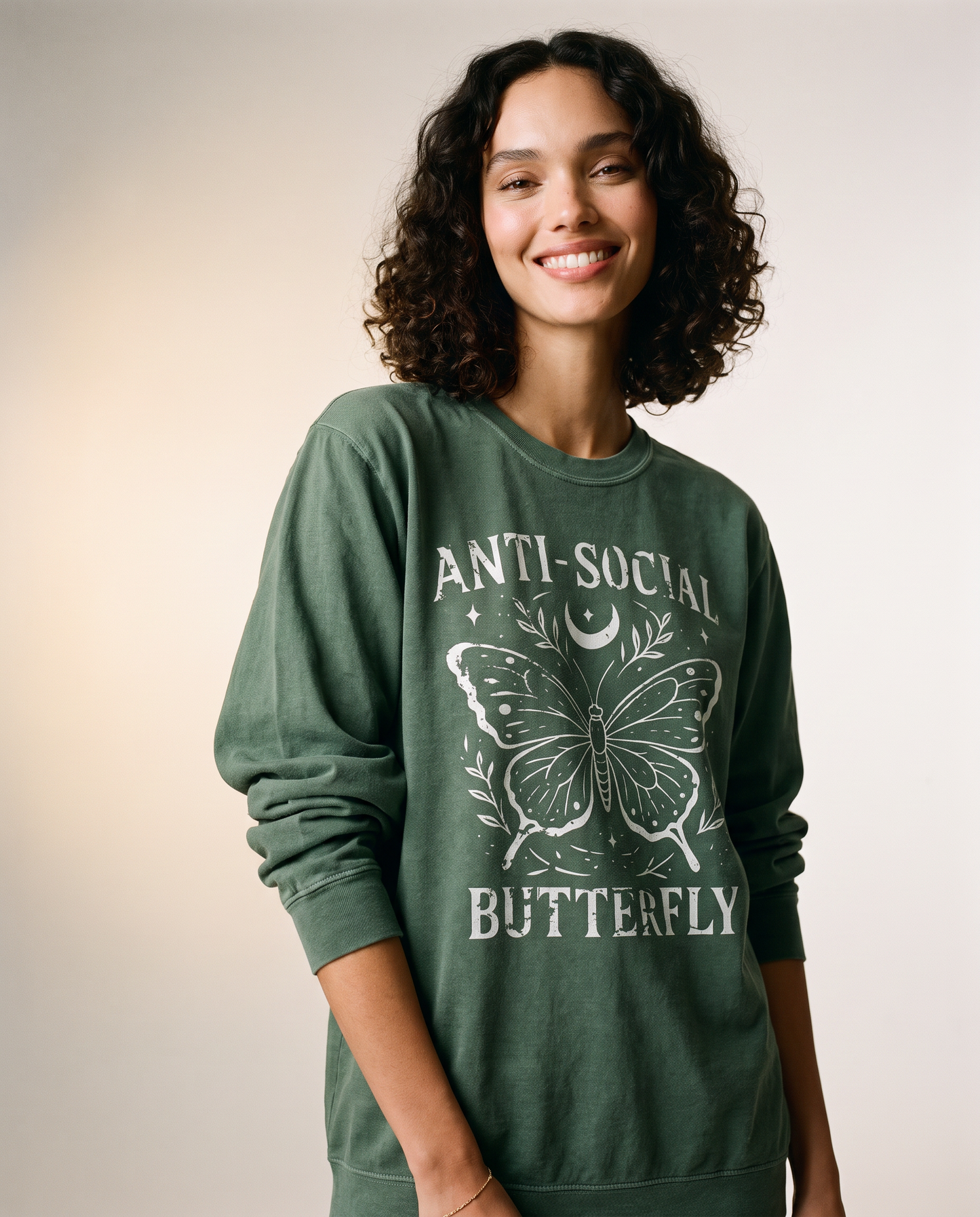 Anti-Social Butterfly - Comfort Colors Long Sleeve Premium T Shirt