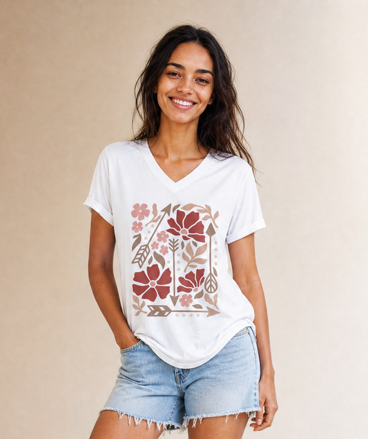 Arrows Of Bohemia - Short Sleeve V-Neck Tee