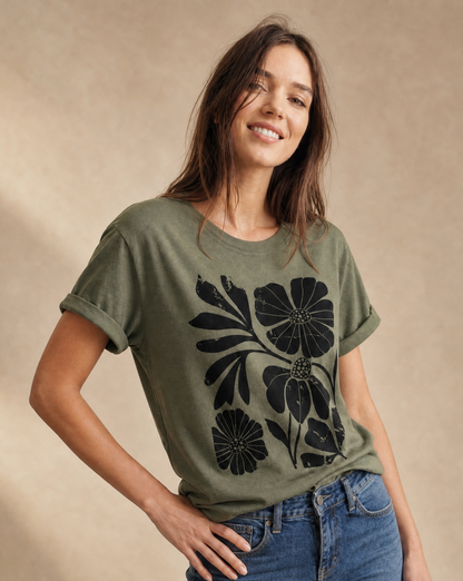 Artistic Boho Floral Print - Bella Canvas Super Soft Standard Fit T Shirt