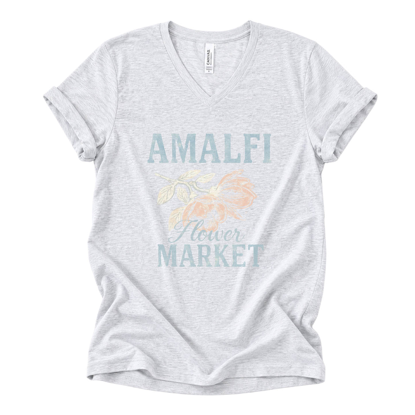 Amalfi Flower Market - Short Sleeve V-Neck Tee
