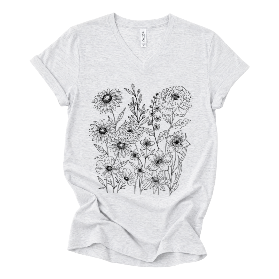 Petal Cartography - Short Sleeve V Neck