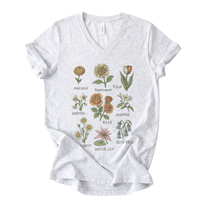 Botanical Sketch - Short Sleeve V-Neck Tee