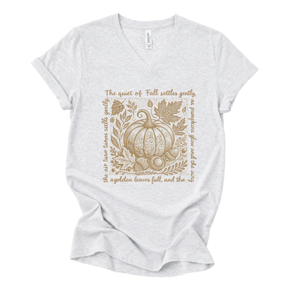 The Quiet Of Fall - Short Sleeve V-Neck Tee