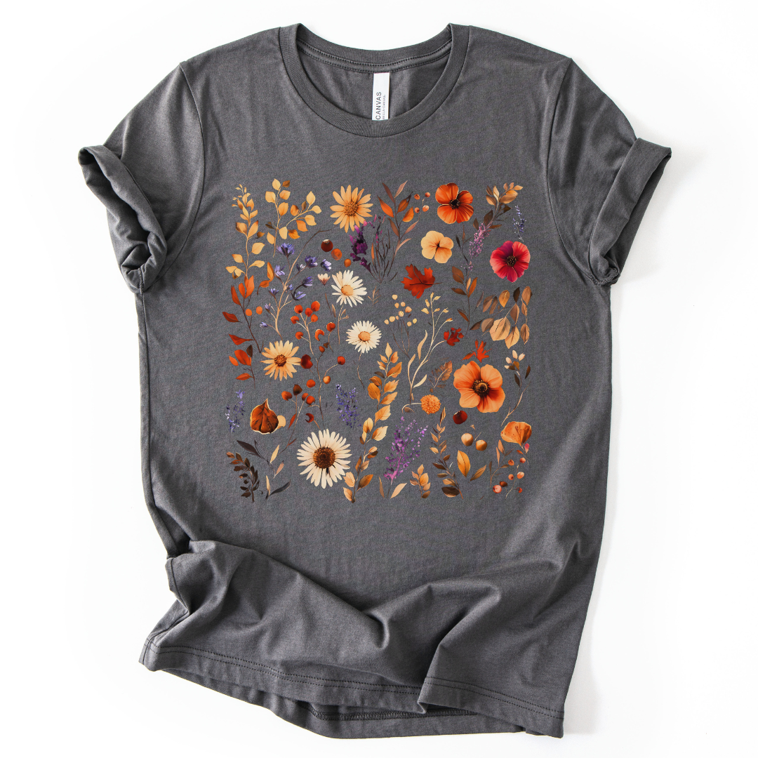 Autumn Boho Floral Print - Bella Canvas Super Soft T Shirt