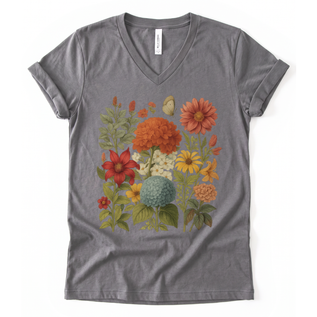 Hydrangea Bloom - Short Sleeve V Neck