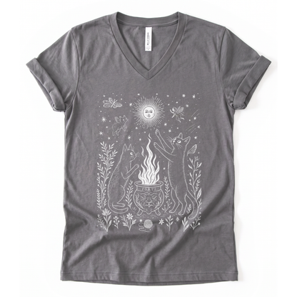 Midnight Meowgic - Short Sleeve V Neck