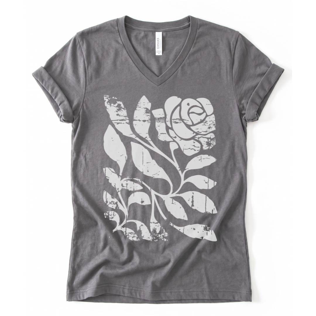 Twisted Rose - Short Sleeve V-Neck Tee