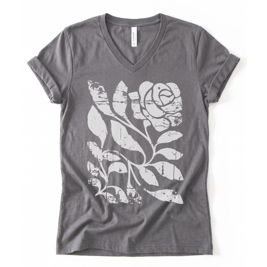 Twisted Rose - Short Sleeve V-Neck Tee