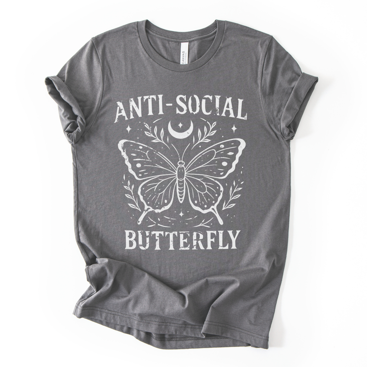 Anti - Social Butterfly - Bella Canvas Straight Cut Tee - UK Stocked