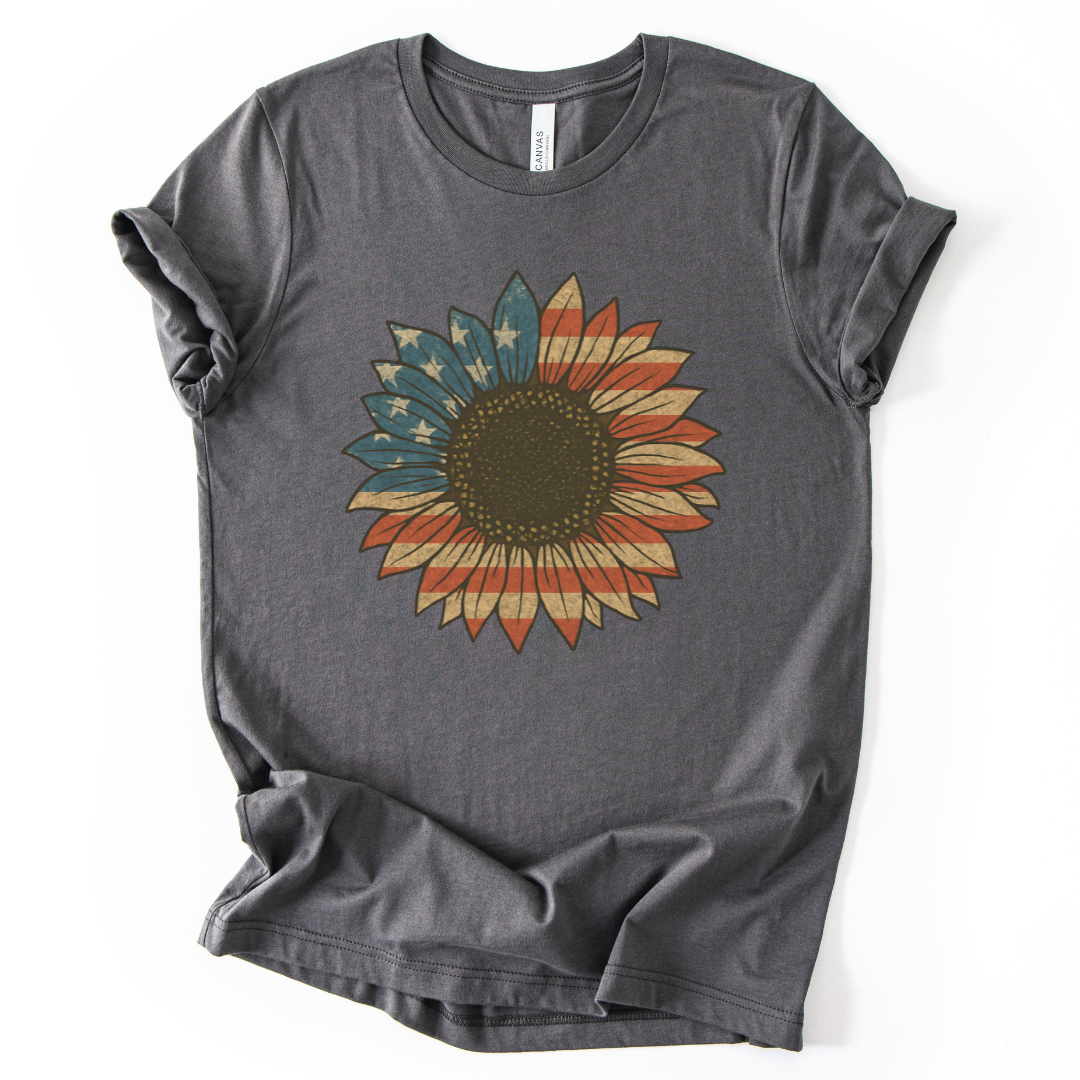 Stars and Stripes Sunflower - Bella Canvas Super Soft T Shirt