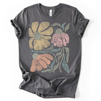 Faded Funky Floral Print - Bella Canvas Super Soft T Shirt
