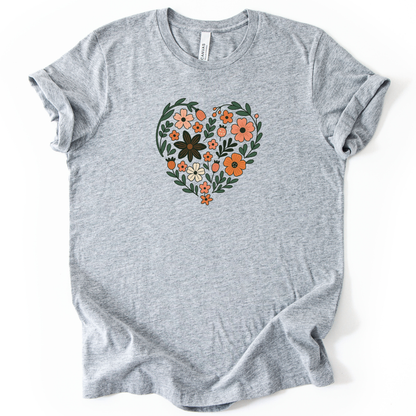 Flower Heart - Bella Canvas Super Soft Straight Cut T shirt