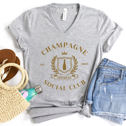 Champagne Social Club - Short Sleeve V-Neck Tee
