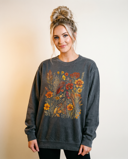 Autumn Floral - Comfort Colors Premium Heavyweight Sweatshirt