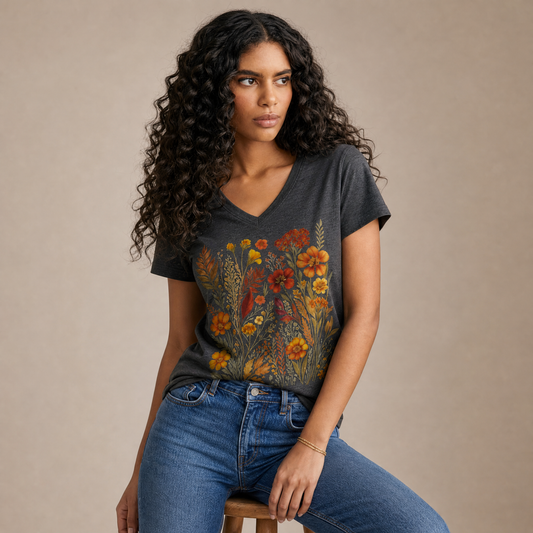 Autumn Floral - Super Soft V Neck