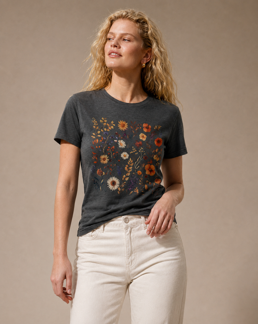 Autumn Boho Floral Print - Women's Softstyle Tee