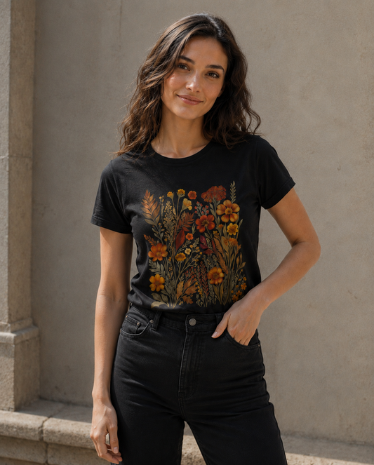 Autumn Floral - Women's Cut Fitted Tee