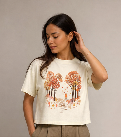 Autumn Walks - Comfort Colors Boxy Cropped Tee