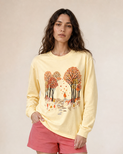 Autumn Walks - Comfort Colors Long Sleeve Premium T Shirt