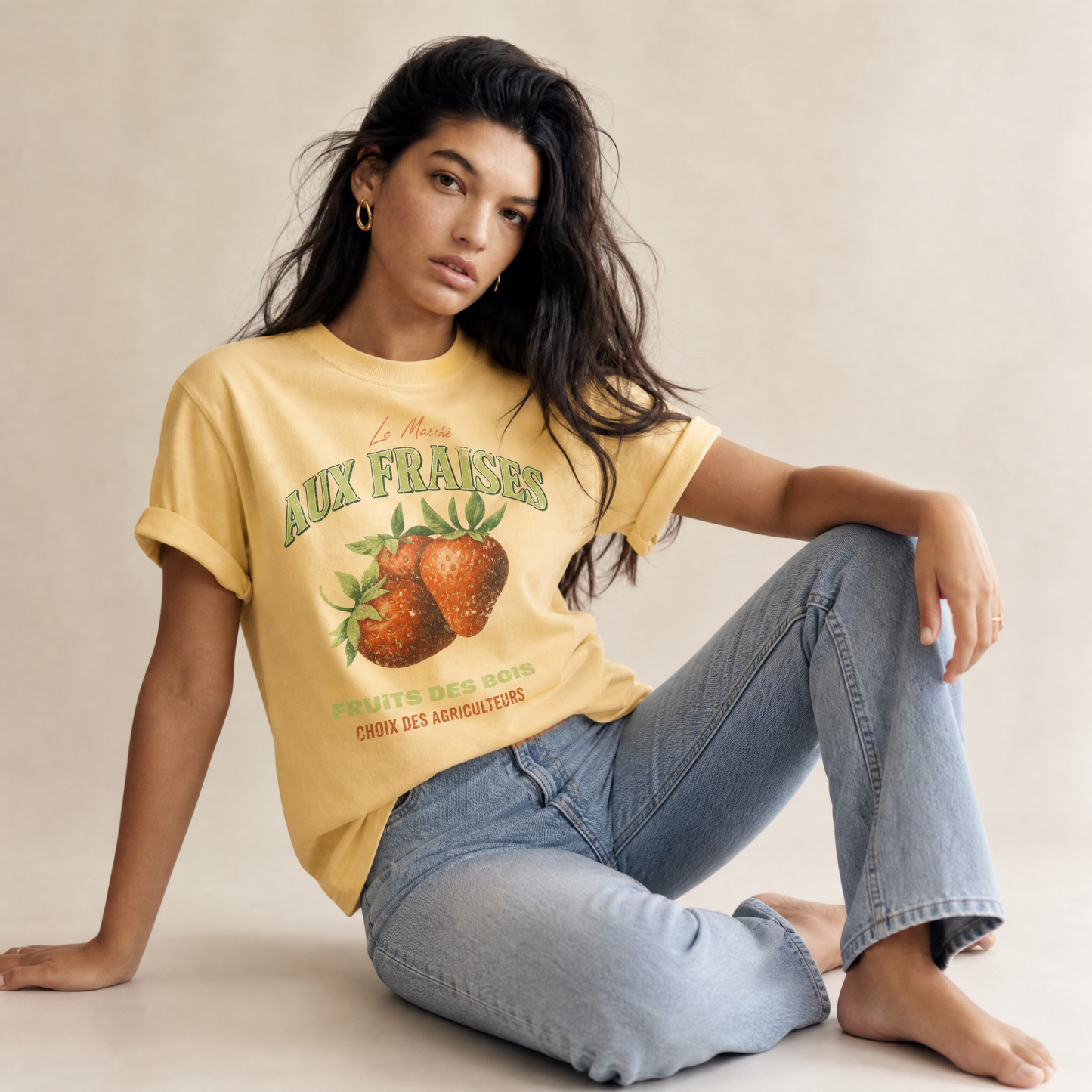 Aux Fraises -  Relaxed Fit Vintage Wash T Shirt
