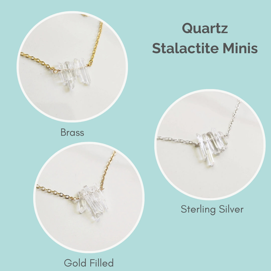 Natural Mini Quartz Stick Crystal Beaded Bib Necklace