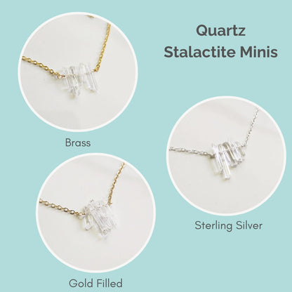 Natural Mini Quartz Stick Crystal Beaded Bib Necklace