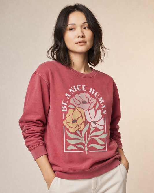 Be A Nice Human - Comfort Colors Premium Heavyweight Sweatshirt