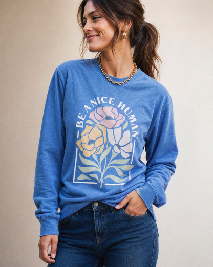 Be A Nice Human - Comfort Colors Premium Long Sleeve T Shirt